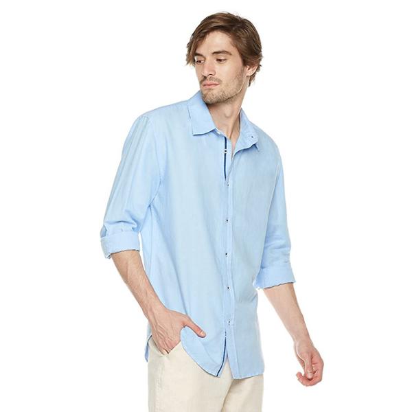 4 Seasons Cotton Mens Casual Linen Shirts Lightweight Long Sleeve
