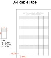 Etiqueta de cable de vinilo resistente al agua de 30x60-20mm 2mil A4 blanco mate translúcido
