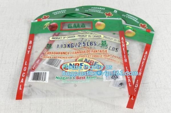 slider k fruit bag with air holes for grape packaging bag, Stand up slider zipper fruit picking bag for apple, Fac