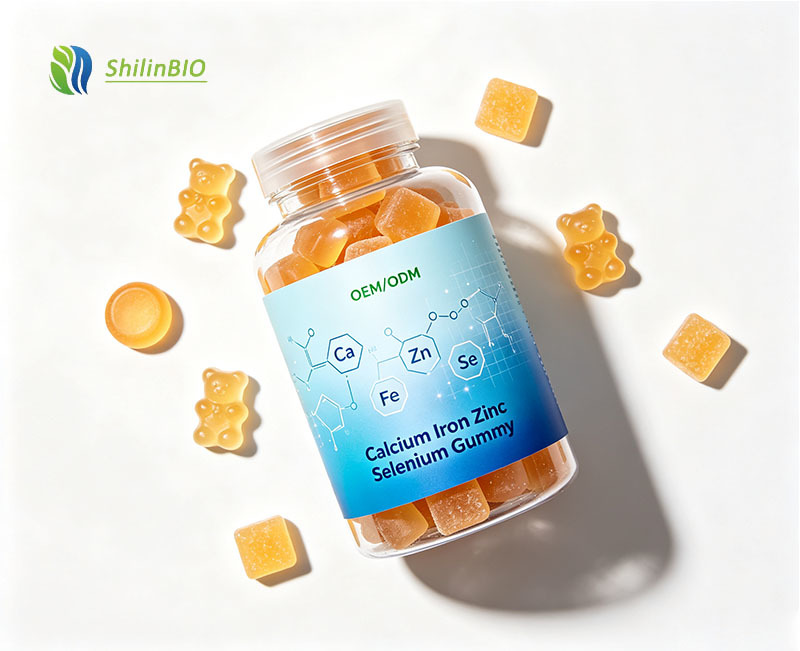 Private Label OEM Calcium Iron Zinc Selenium Mineral Supplement in Gummy Form 60 Count Customized Color for Sleep Support