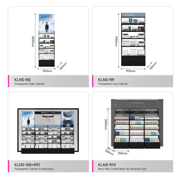 Wooden & Iron Middle Hall Side Display Stand Skincare Shop Display Shelves With Lightbox For Cosmetic Shop Interior Design