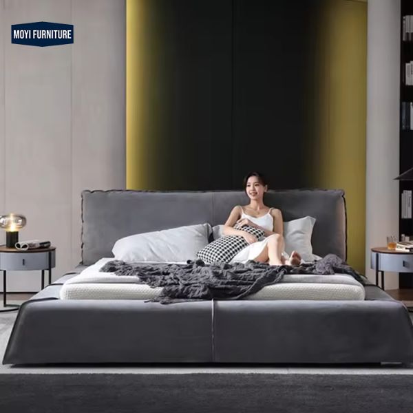 Soft Bed Modern Luxury Full Size Double Upholstered Bed Bedroom Furniture Set with Comfortable Upholstered Headboard