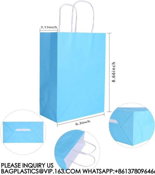 Recyclable, Sustainable, Paper Bag, Kraft Bag Kraft Paper Party Favor Gift Bags With Handle Assorted Colors Rainbow