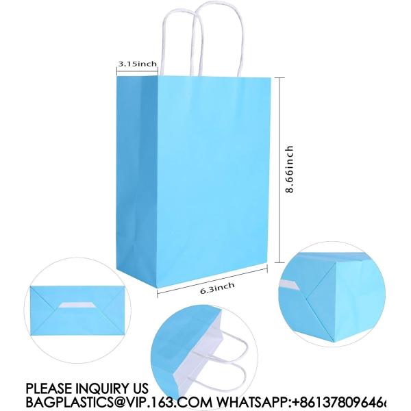 Recyclable, Sustainable, Paper Bag, Kraft Bag Kraft Paper Party Favor Gift Bags With Handle Assorted Colors Rainbow