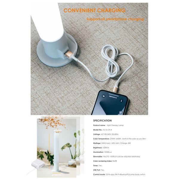 APP Control Smart Sad Lamp 6 Watt LED Sunlight Lamp 2700K - 6500K