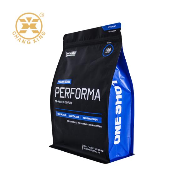 Bolsa de fondo plano de 5 kg, mate, con cremallera, para envasado de proteína en polvo, bolsa de embalaje con sellado de ocho lados