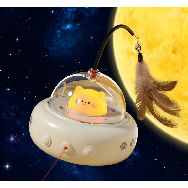 Adjustable Chicken Toy Automatic Laser Feather Bell Interactive Electric USB Rechargeable Safe Lifelike Taffeta Material