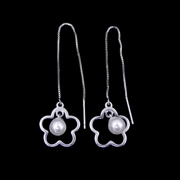 Веддинг Бридал естественные пресноводные серебр ювелирных изделий 925 серег стержня жемчуга стерлинговый