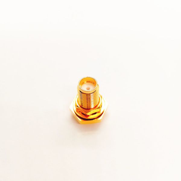 Gold-plated Brass SMA Female Bulkhead Connector with PTFE Insulator for DC-18GHz RF Applications