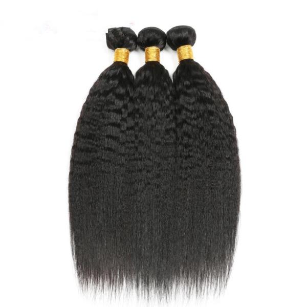 Cabelo humano real das extensões dianteiras do cabelo do Virgin/pacotes retos perversos com laço