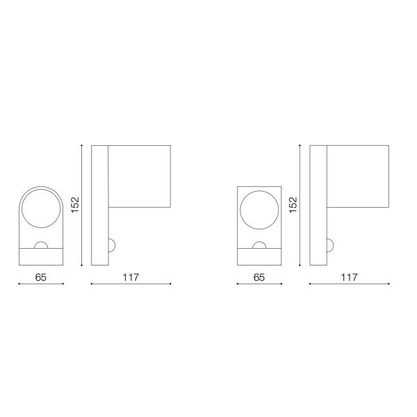 PIR GU10 Iluminación de pared LED Decoración de jardín Iluminación de pared exterior impermeable IP44