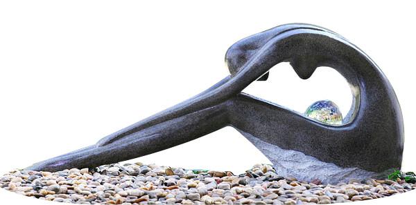 Black Color Handmade Water Fountain , Small Backyard Water Fountains 