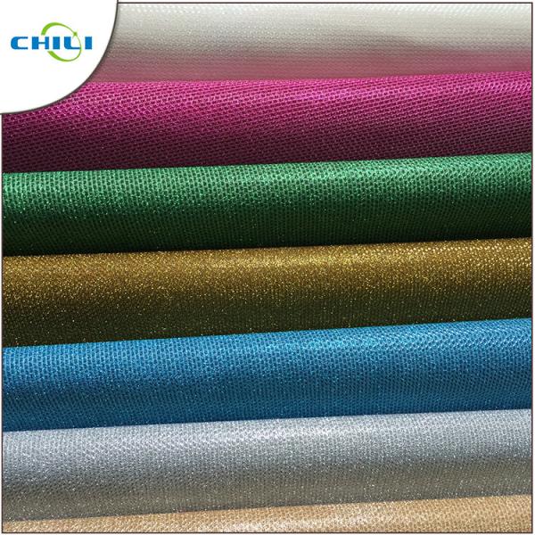 Colorful Synthetic Leather Fabric Sheet Shiny Glitter Woven Backing Multi Layers