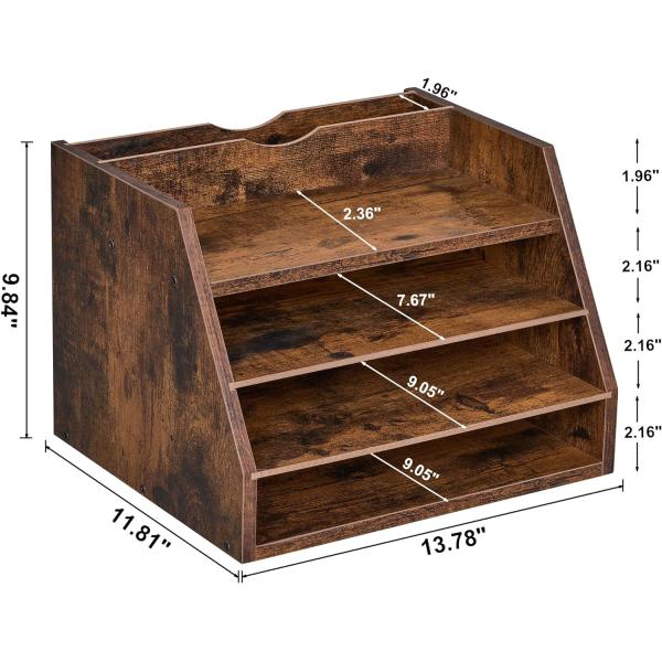 Adjustable Shelves Wooden File Organizer Shelf for Space Saving and Organization
