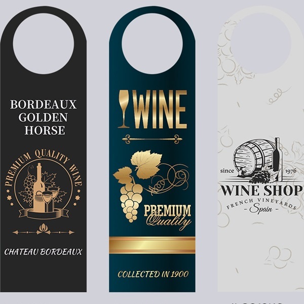 Wine Bottle Neck Tags With Die-Cut Hanging Hole For Beverage Branding