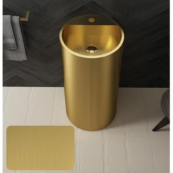 Brushed Finish Pedestal Bathroom Sink , Freestanding Wash Basin SUS304 Material