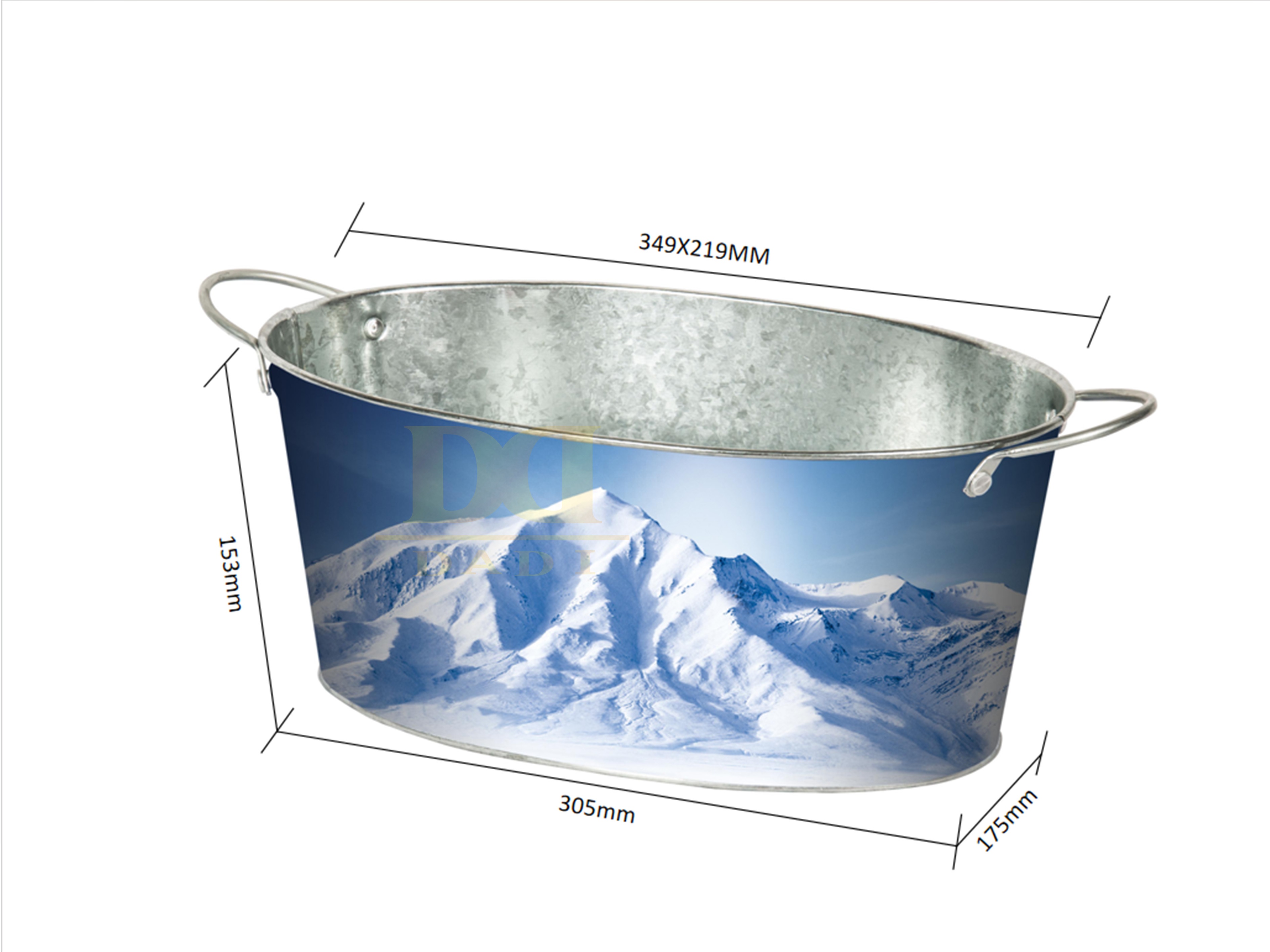 DADI Custom Printed Tinplate Cooler Pail Bar Beer Chilling Container for Holiday Promotional Gift