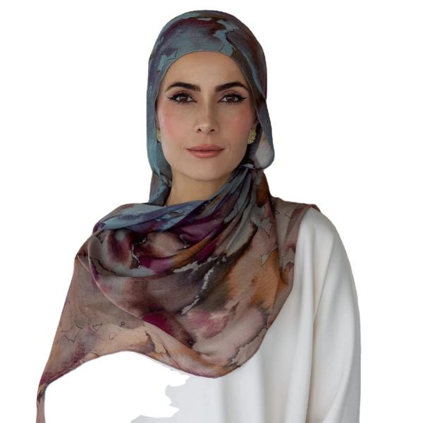 Supplier Elegant Fashion Accessory Muslim Women Hijab Shawl Digital Printing Marble Design Long Chiffon Scarf