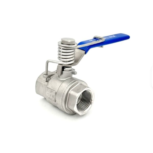 304 Stainless Steel Spring Return Ball Valve 2 Piece Female Thread Automatic Reset Quick Close Ball Valve 1000WOG NPT BSPT