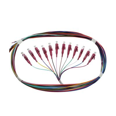 IEC do PVC do modo LSZH da cor 0.9mm da trança OM4 12 da fibra ótica do LC UPC multi