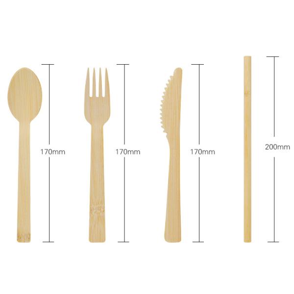 Disposable Bamboo Knife And Fork Spoon Set Degradable Induividual Cutlery Set