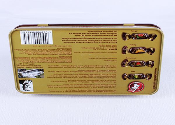 Rectangle Chocolate Tin Boxes , Full Color Chocolate Gift Boxes With Embossed Hinged Cover