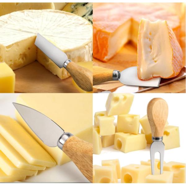 Oak Handle Stainless Steel Cheese Knife Set Kitchen Cake Knife And Spatula Set
