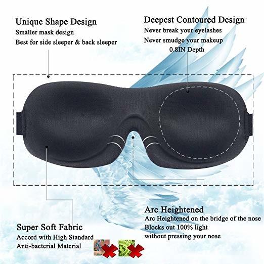Woman & Man 3d Sleeping Eye Mask , Total Darkness Travel Eye Mask Free Earplugs