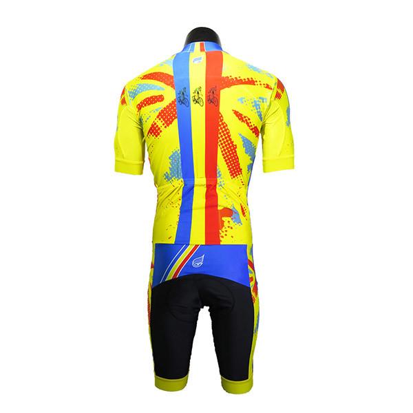 Cool Style Yellow Short Sleeve Trek Cycling Clothing , Mens Cycling Skinsuit