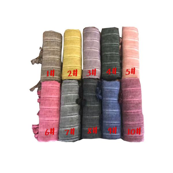 Chinese supplier spring summer thin tassel scarf 100*190cm 125g 50%linen 50%cotton shawl exporter