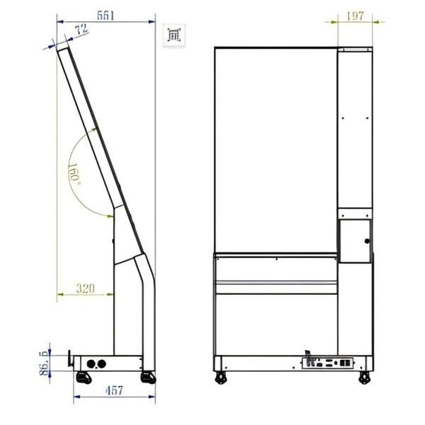 A 55-inch Transparent OLED Interactive Kiosk with 45% light transmittance and integrated touch functionality, supporting card swiping, queuing, and printing.