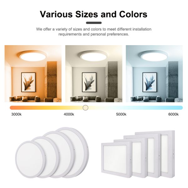 22W Surface Mounted LED Panel Light with Dimmable CCT and Aluminum Housing for 50000 Hours Lifespan