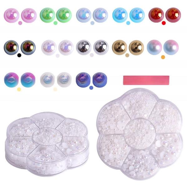 Resin Pearls Charms for Nails Salon Half Round Back Pearls Decoration Rhinestones Nail Art Charms Beads