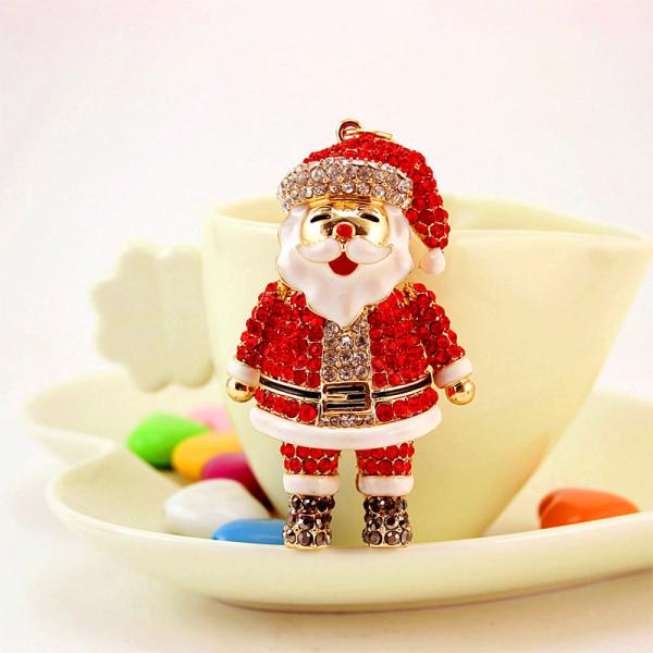 Crystal Santa Claus Snowman Metal Knick Knacks Keyring Accessories Ornament Pendants