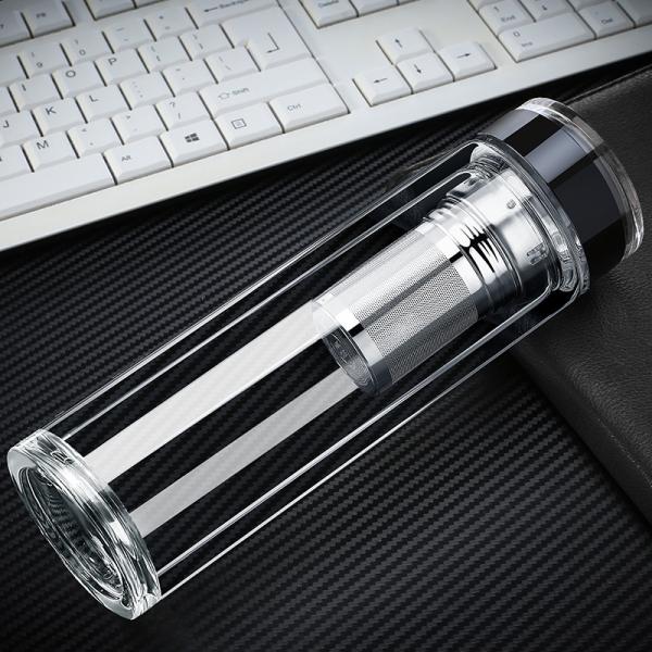 Бутылка с водой двойной стены толстая стеклянная с кристаллической крышкой БПА освобождает Эко дружелюбное