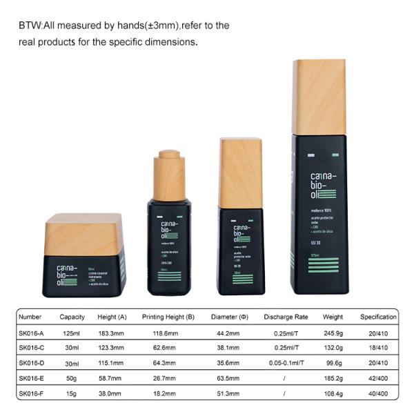 125ml Black Glass Skincare Glass Bottles Jars Glass Skin Care Packaging With Bamboo Lids