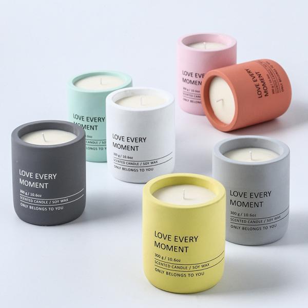 Custom Logo Nordic Cylinder Concrete Candle Holders