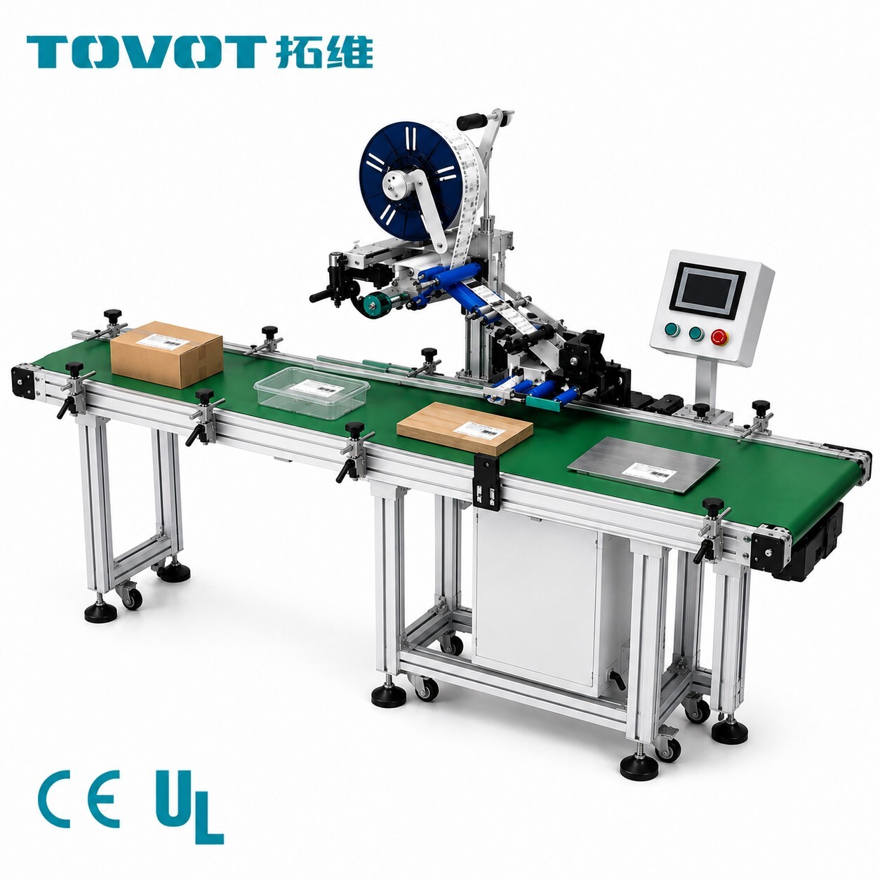 High Speed Auto Top Labeling Machine for Boxes / Trays / Flat Products