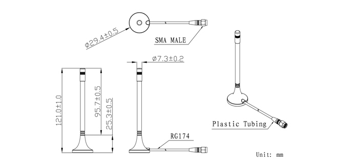 антенна 2.5dBi RG174 GSM GPRS