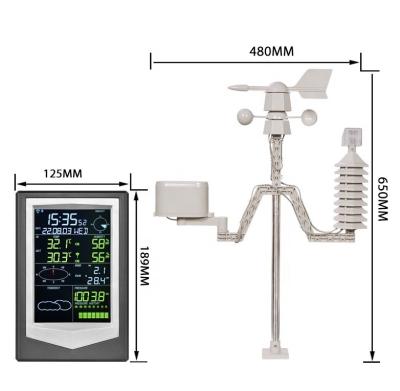 Sensor de temperatura e umidade exterior e tela de cores Estação meteorológica com velocidade do vento