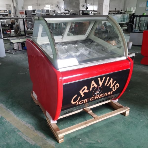 201/304 Stainless Steel Gelato Display Freezer Ice Cream Showcase With 10 Barrels