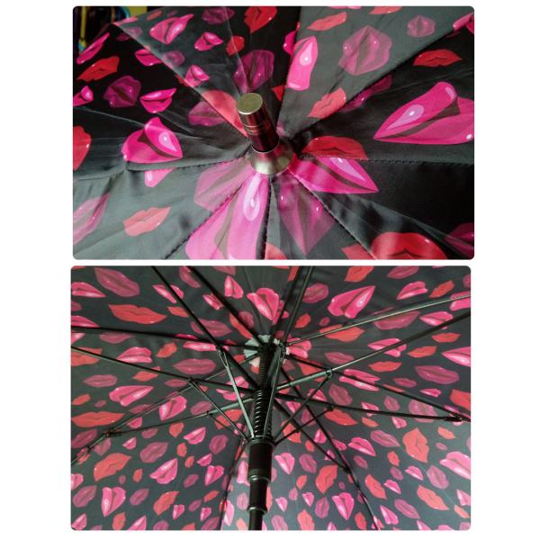 Зонтик губы складного вала металла 8mm красный для женщин