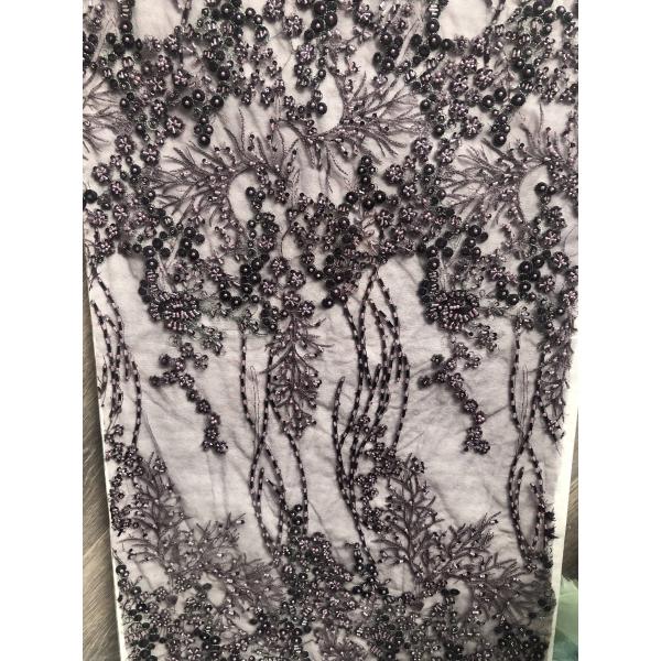 Easily Customizable Luxury 3D Flowers Beaded Embroidery Lace Fabric New Design Lace for Women's Clothing Dance  Dresses