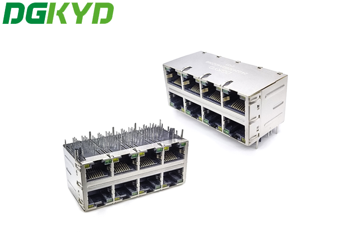 Защищаемый гигабита соединителя PCB RJ45 2x4 Multiport RJ45 трансформатор профессионального женского интегрированный
