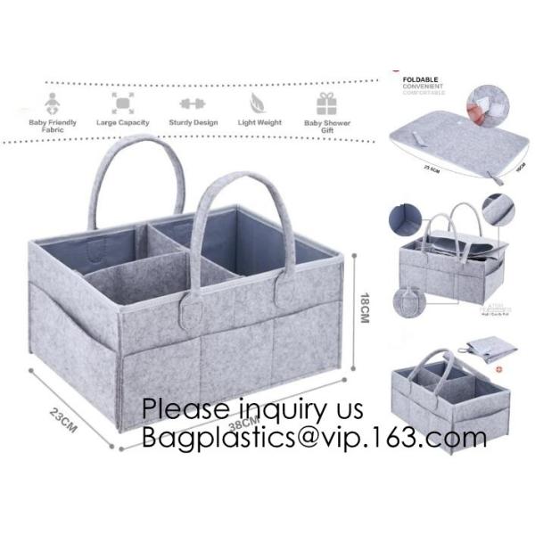 Customized Size Wholesale Felt Baby Diaper Bag,Multi-colored felt baby diaper caddy organizer with PU handle Multiple La