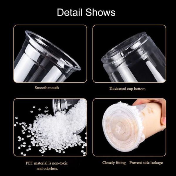 Disposable Custom Logo Printed Cold Coffee Cup  Plastic Cups with Sip Lids