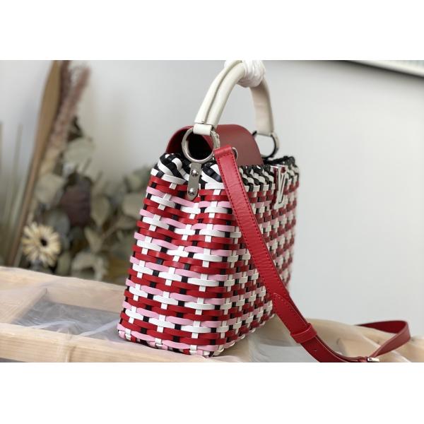 Rattan Weaving Handmade Crossbody Bag , Red Handmade Rattan Bag