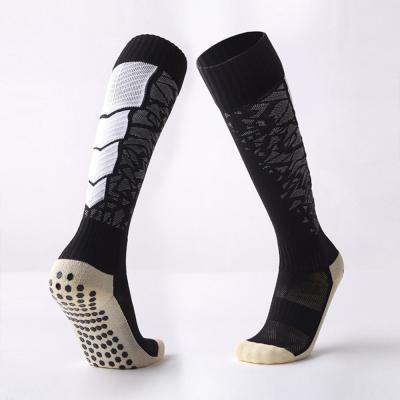 Fabric Soccer Grip Socks Soft Polyester fabric black football grip socks