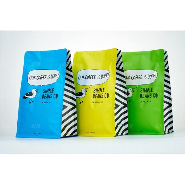 Coffee Bags  8 sides sealed Flat Bottom Pouches  craft paper/PLA With Zipper top