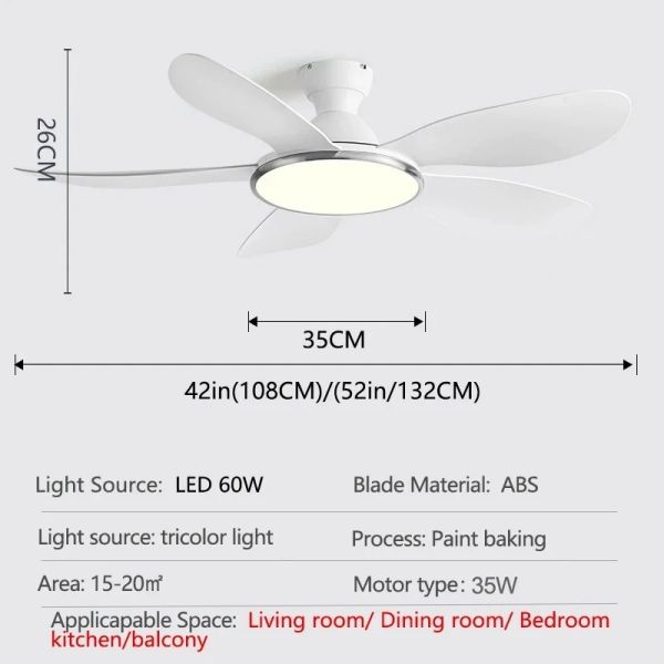 52inch Modern LED 60W Low Floor 35W Ceiling Fans With Remote Control wood Ceiling Fan With Light (WH-VLL-35)